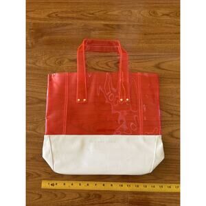 Victoria’s Secret Pink & White Clear Neon See Thru Beach Tote Book Bag Summer